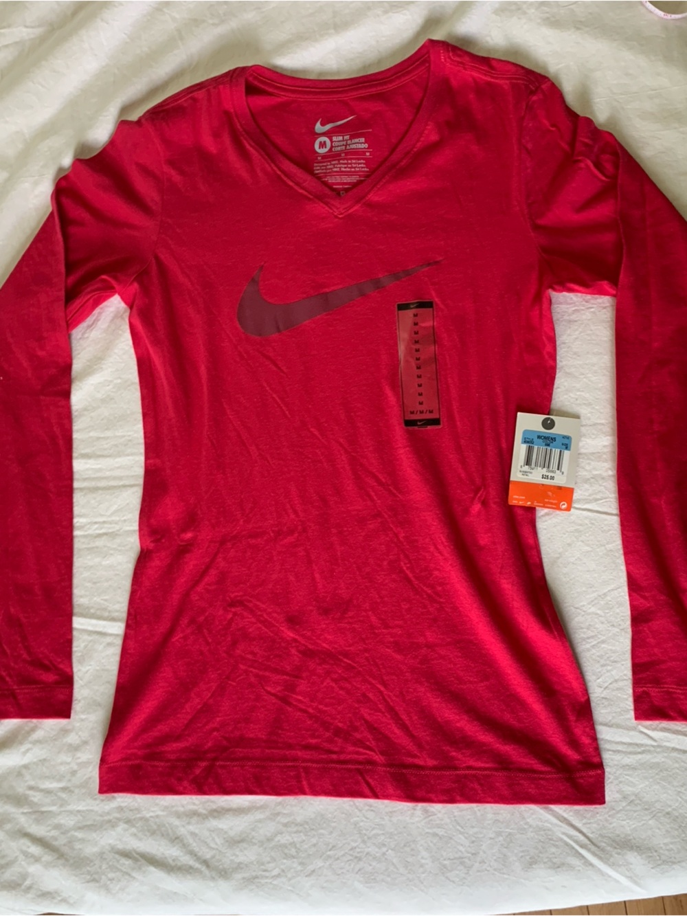 Nike Bright Pink Long Sleeve Top with Dark Swoosh